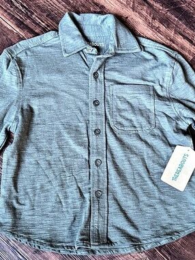 Thereabouts Boys XS (4/5) Green Cotton Button Down NWT